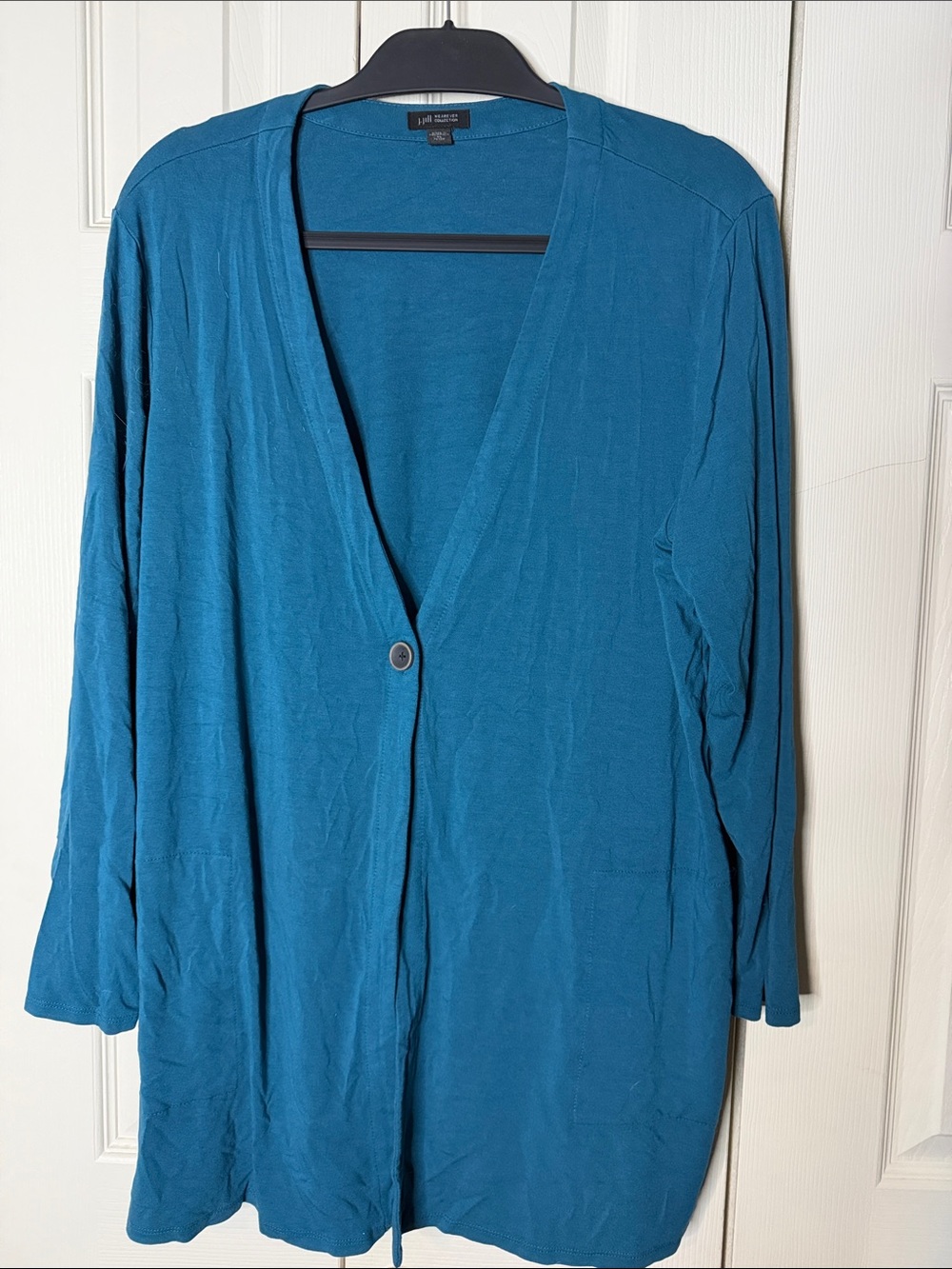 J. Jill Wearever Teal Tunic Cardigan with Single Button